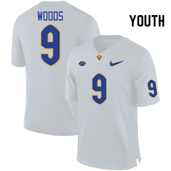 Youth #9 A.J. Woods Pitt Panthers College Football Jerseys Stitched Sale-White